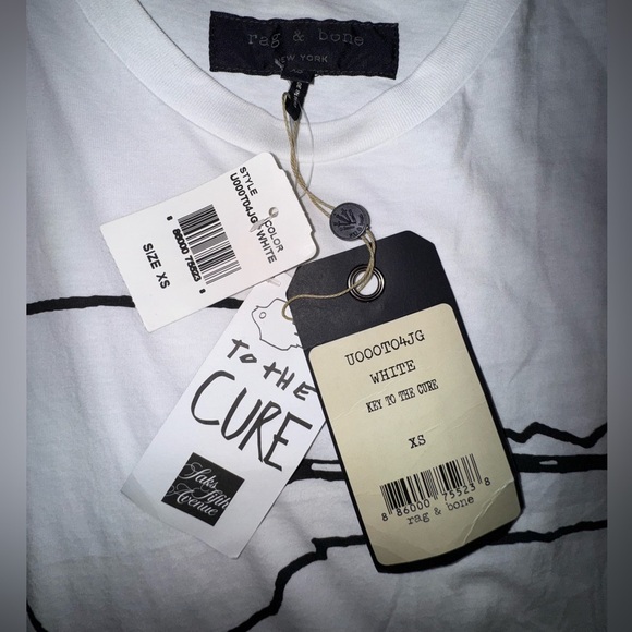 Rag & Bone Key to the Cure Unisex Cotton Tee. Size XS. NWT - Picture 7 of 14